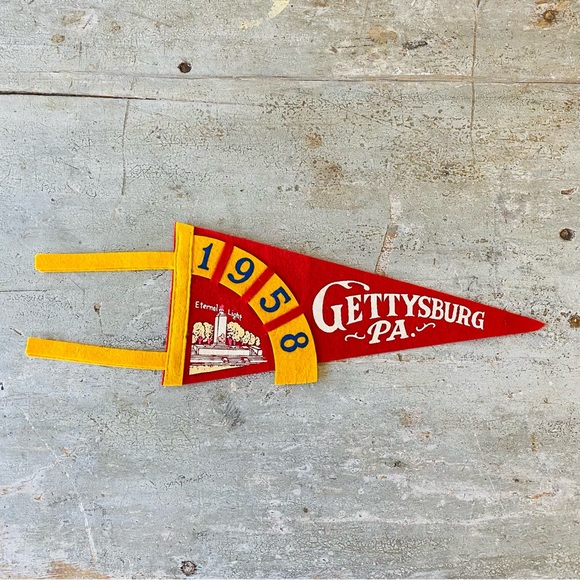♥️ Vintage ♥️ 1958 Gettysburg PA. Red Felt Pennant